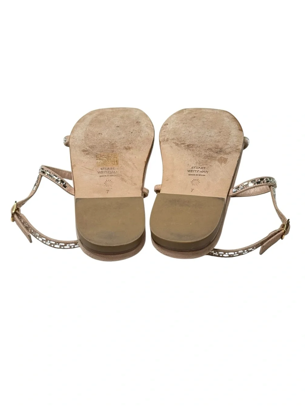 Stuart Weitzman ☀︎︎ Samarra Embellished Suede Strappy Flat Sandals ☀︎︎ Pink 7M